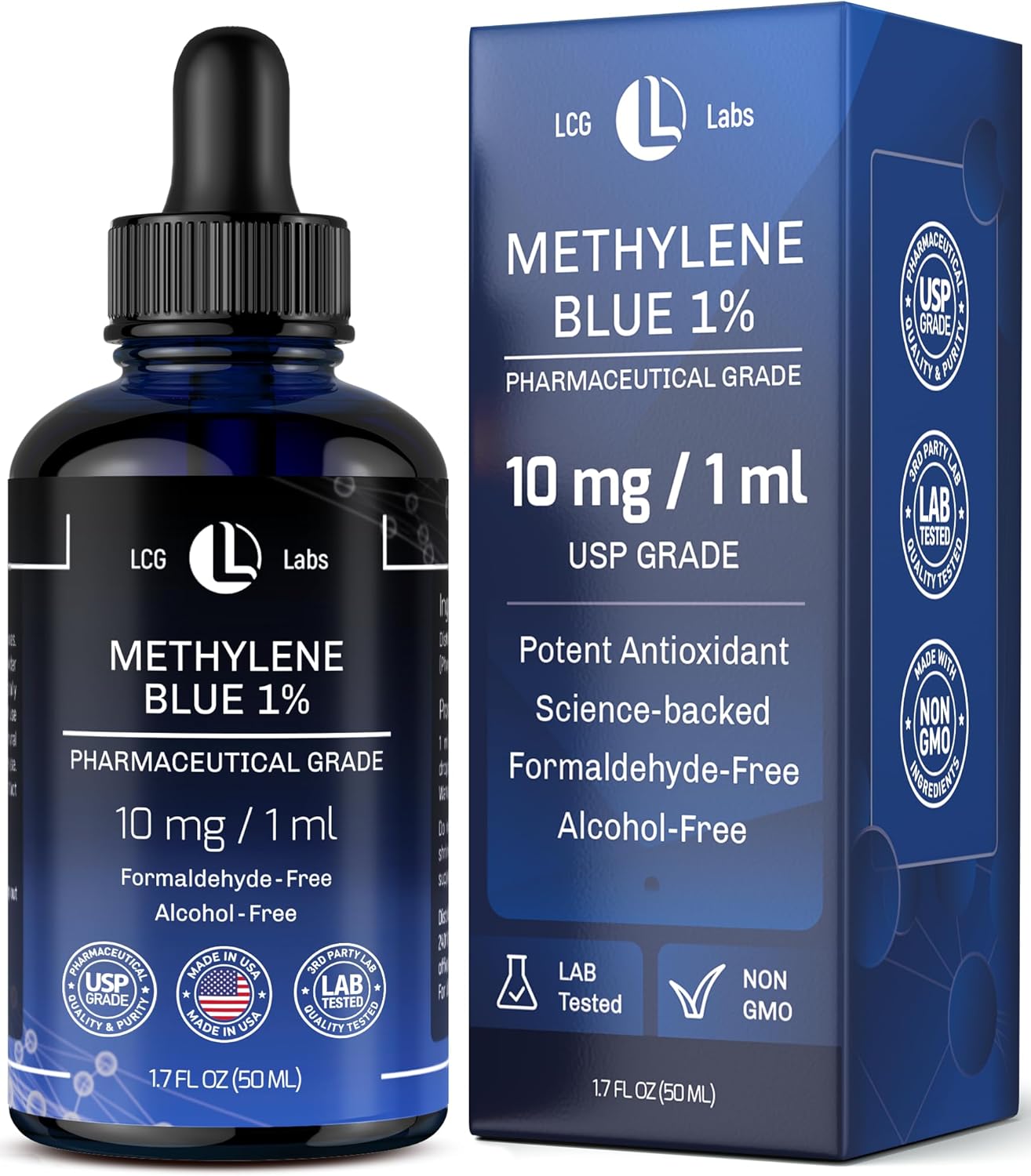 Methylene Blue Pharmaceutical Grade -  Third Party Tested - Formaldehyde & Alcohol-Free - Made in USA